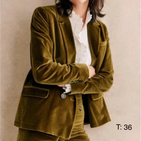 Sezane Olive Christie Jacket Size 36 - Picture 2 of 9